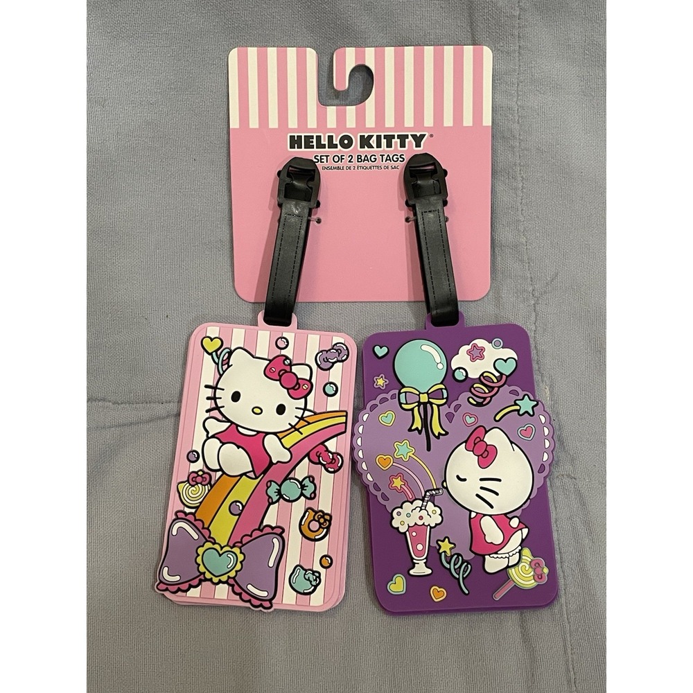 NEW Luggage & Bag Tag Set - Sanrio - Hello Kitty - Bright Rainbow & Milkshake